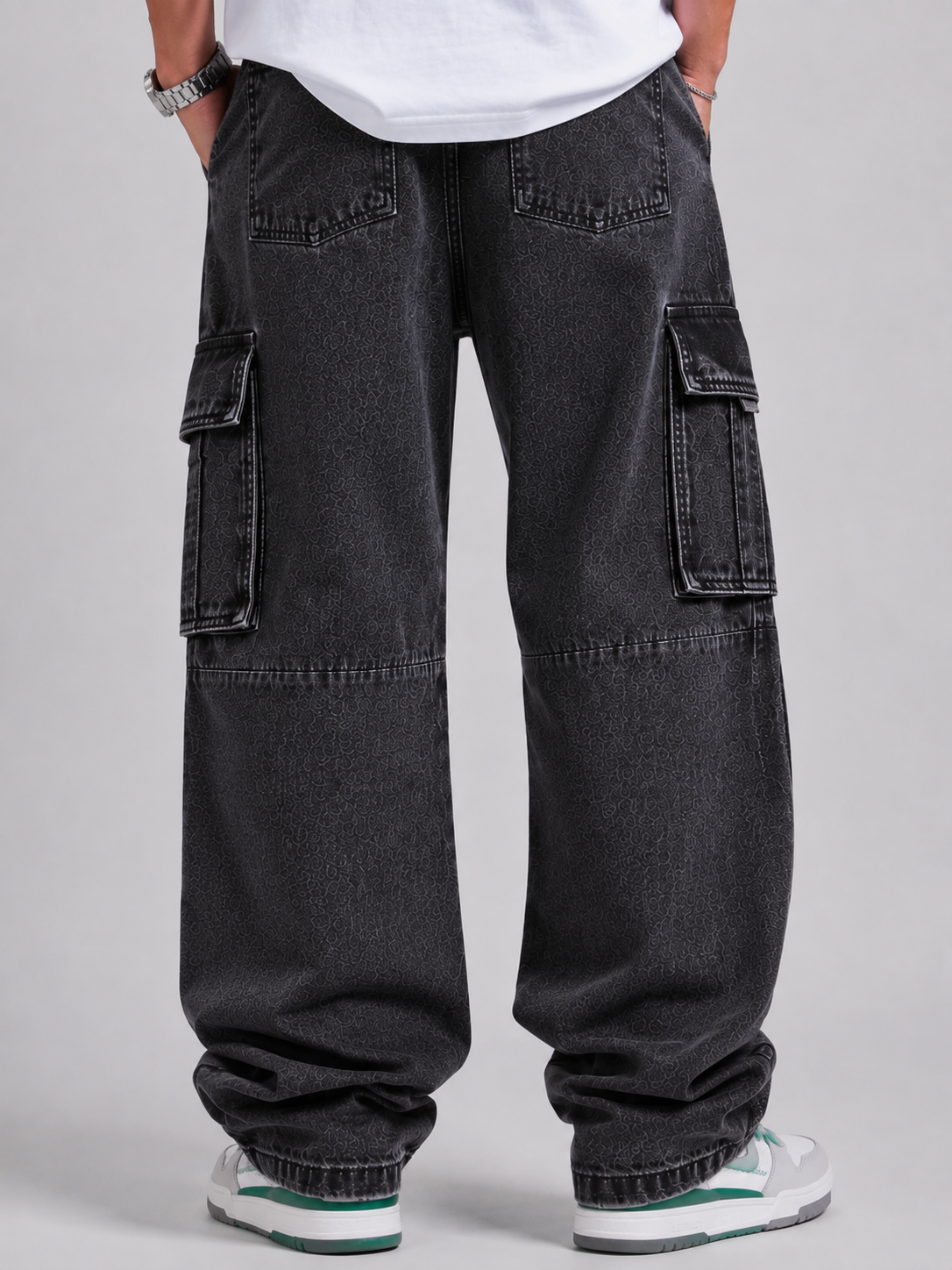 Urban Black – Baggy Straight Cargo Jeans