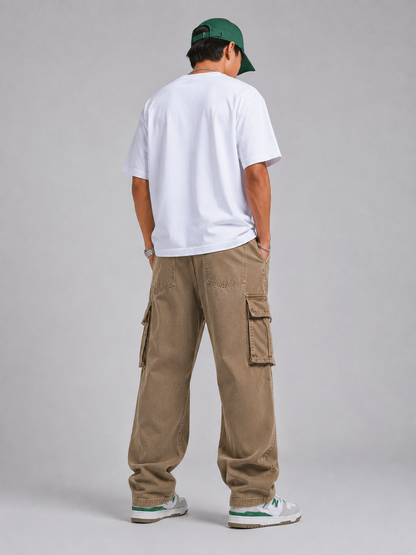Sandstone – Baggy Straight Cargo Jeans