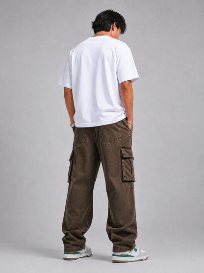 Earth Brown – Baggy Straight Cargo Jeans