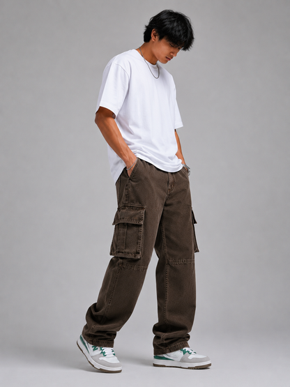Earth Brown – Baggy Straight Cargo Jeans