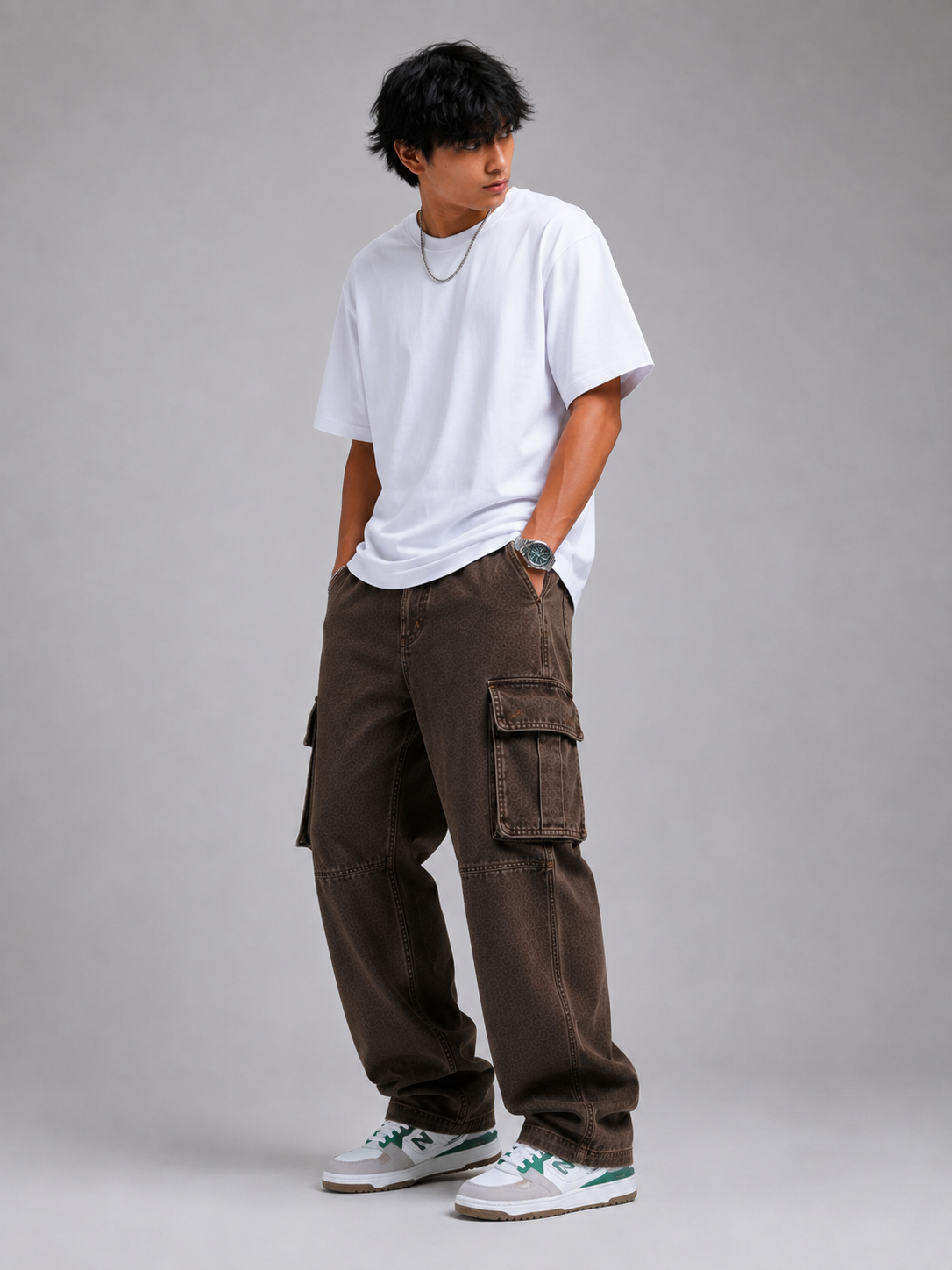 Earth Brown – Baggy Straight Cargo Jeans