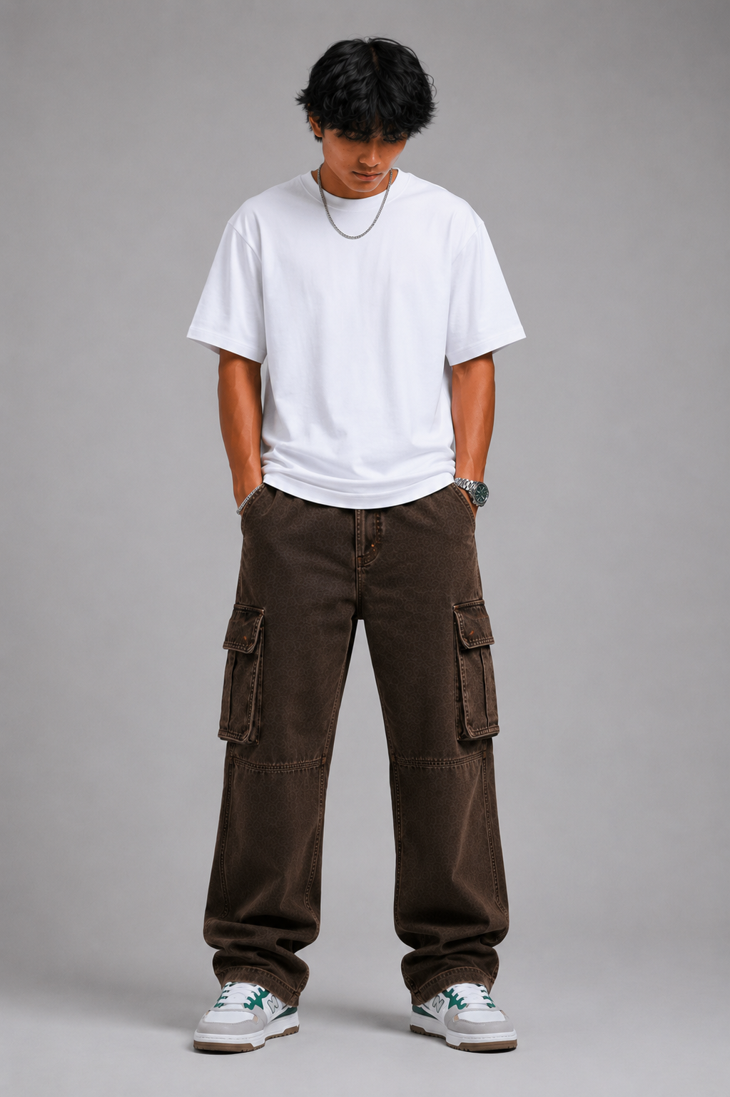 Earth Brown – Baggy Straight Cargo Jeans