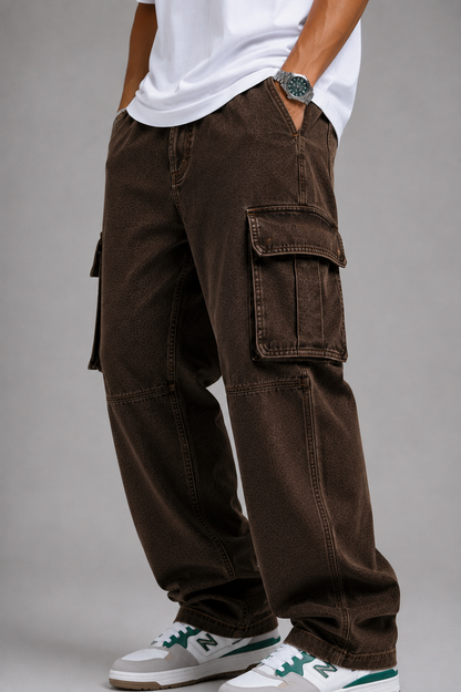 Earth Brown – Baggy Straight Cargo Jeans