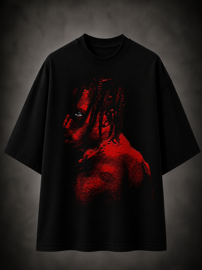 Rager's Aura – Cactus Jack Red Portrait Oversized T-Shirt