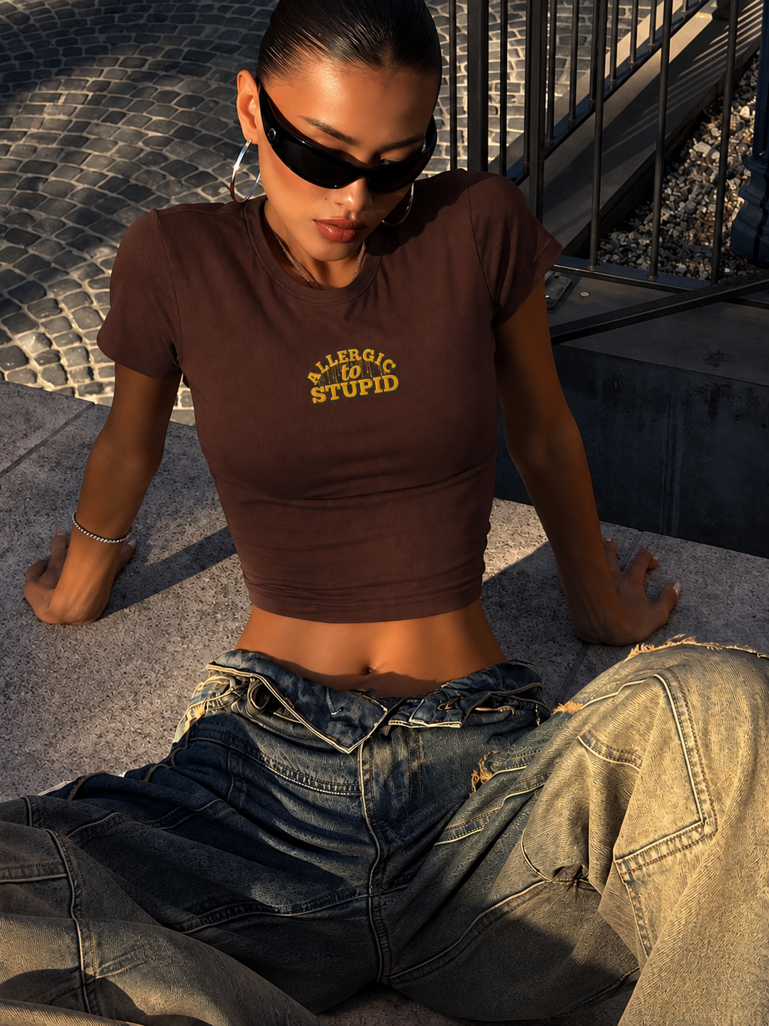 ALLERGIC TO STUPID - Crop Top