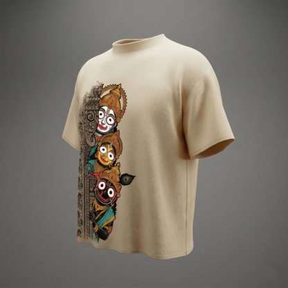 "Ratna Traya: The Divine Peek" - Oversized T-shirt