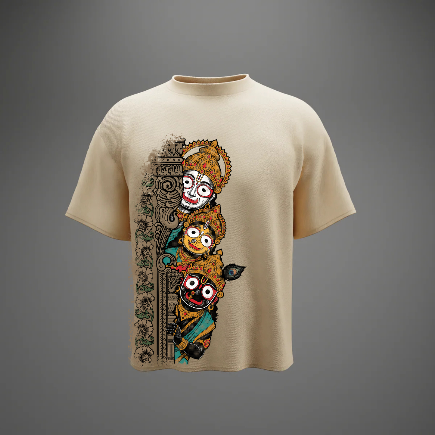 "Ratna Traya: The Divine Peek" - Oversized T-shirt