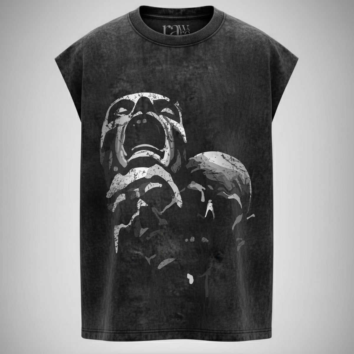 The Silent Scream -Anime Acid Wash Oversized Tank