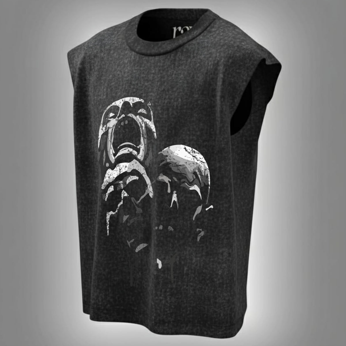 The Silent Scream -Anime Acid Wash Oversized Tank