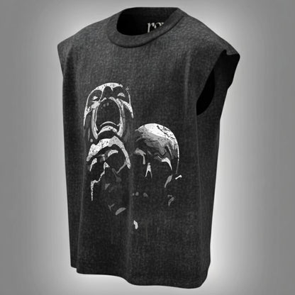 The Silent Scream -  Anime Acid Wash Oversized Tank