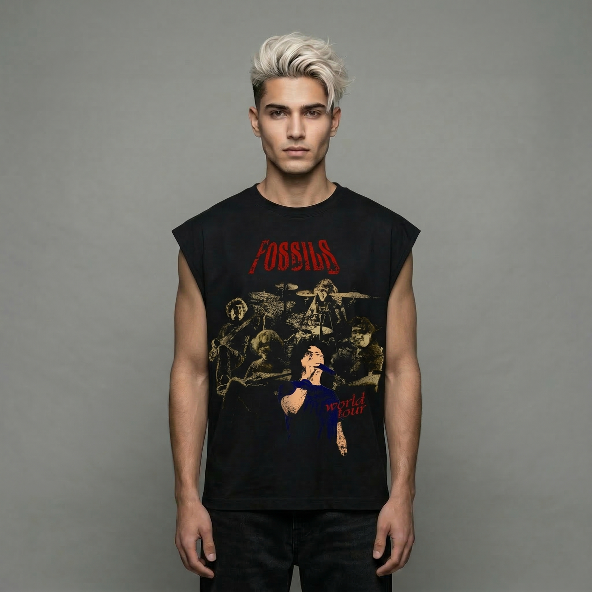 FOSSILS WORLD TOUR - Oversized Sleeveless T-Shirt