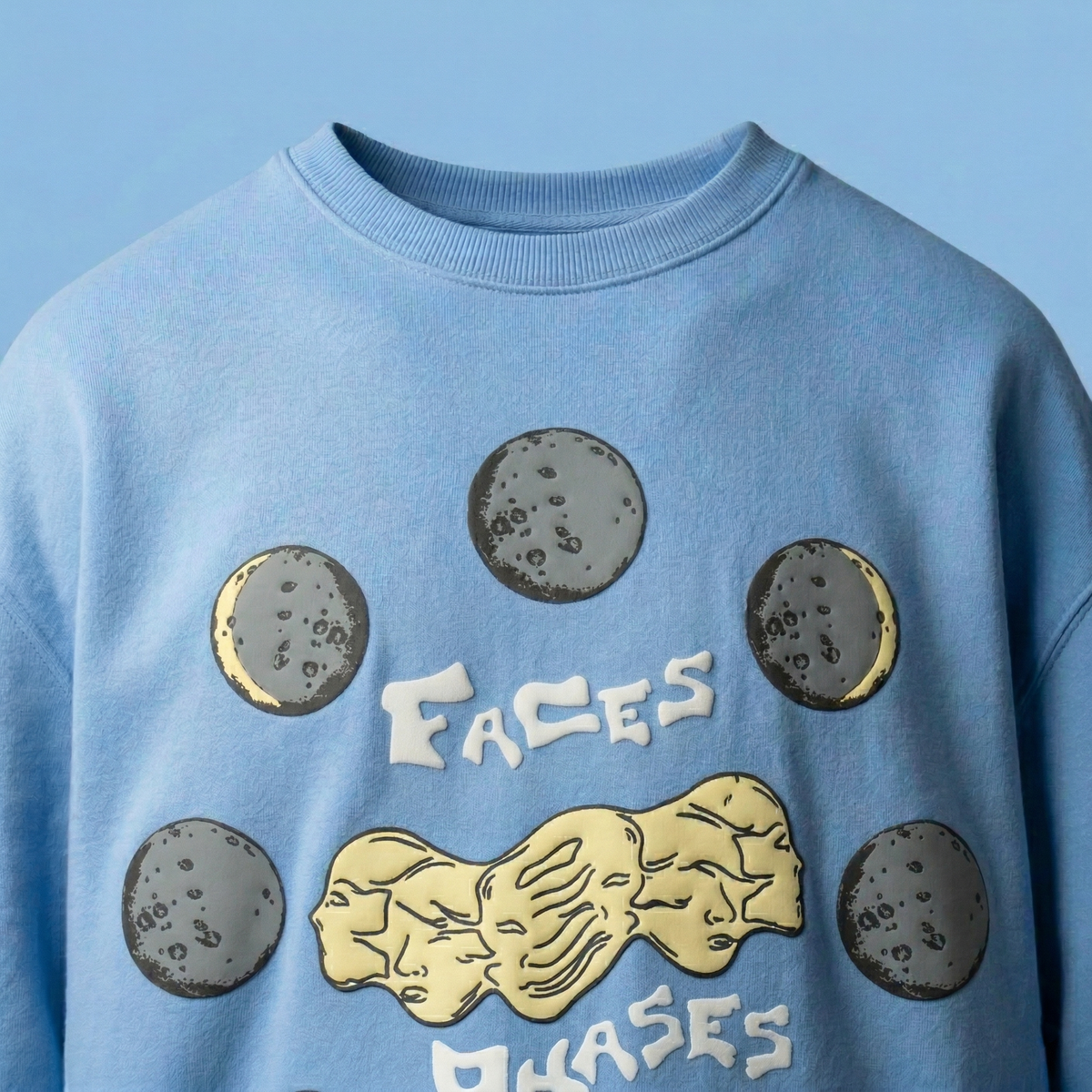 MOON FACE - Oversized Puff Print T-Shirt