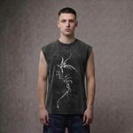 Twin Dragons - Anime Acid Wash Oversized Tank