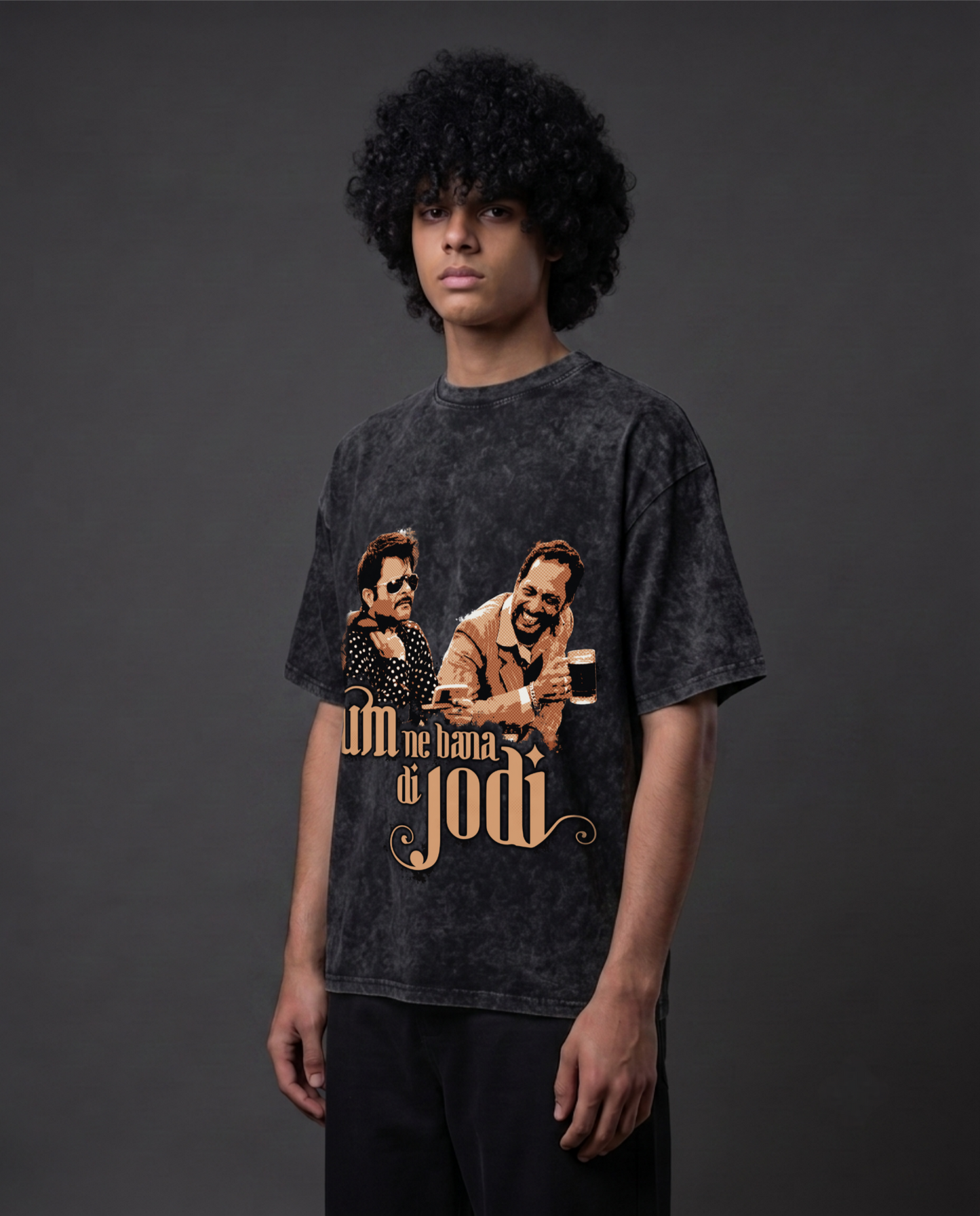 RUM NE BANA DI JODI - Oversized Acid Wash T-Shirt