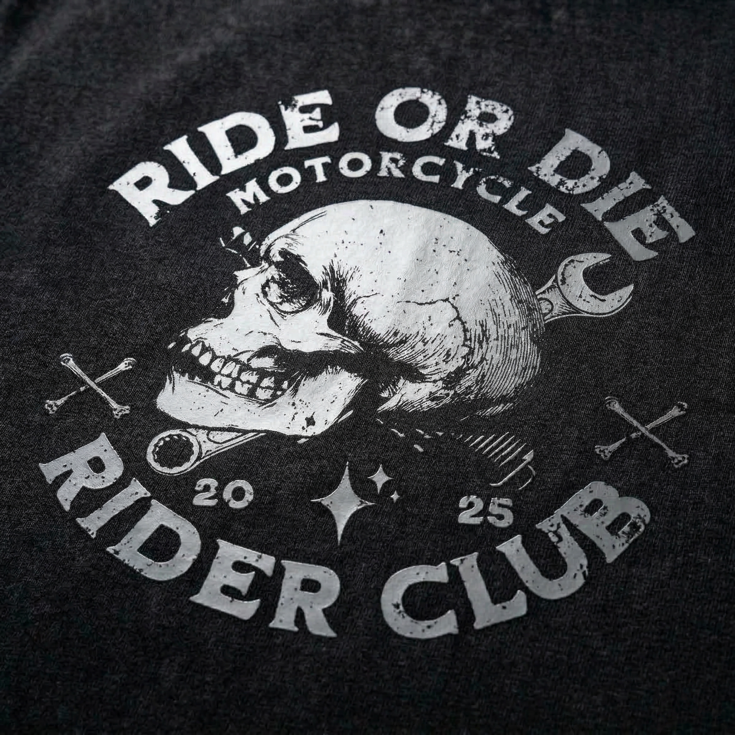 Ride or Die – Skull Biker Club Acid Wash Oversized Tank