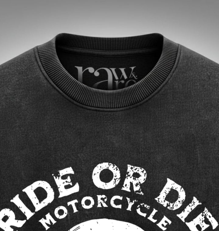 Ride or Die – Skull Biker Club Acid Wash Oversized Tank