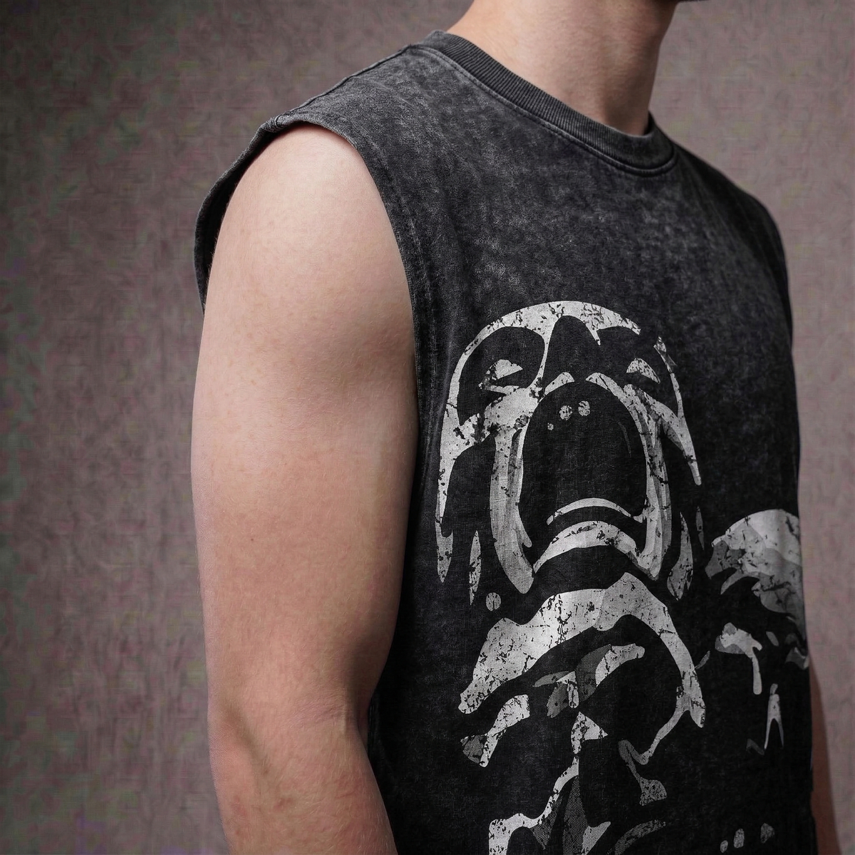 The Silent Scream -Anime Acid Wash Oversized Tank