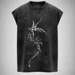 Twin Dragons - Anime Acid Wash Oversized Tank