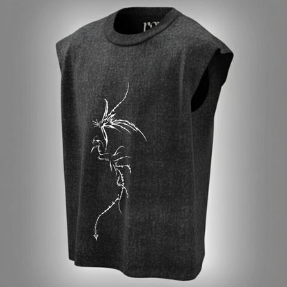 Twin Dragons - Anime Acid Wash Oversized Tank