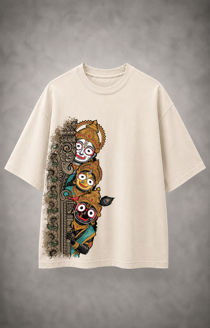 "Ratna Traya: The Divine Peek" - Oversized T-shirt